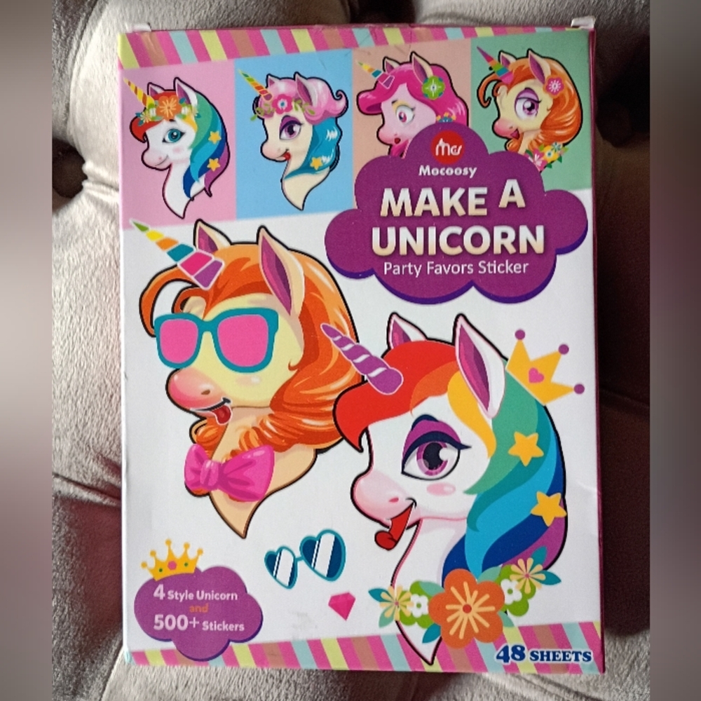 Mocoosy Make A Unicorn Party Favors Sticker, NIB, 48 Sheets